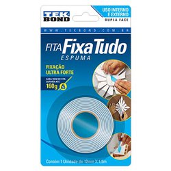 Fita dupla face espuma tekbond 12mm x 1,5m interno/externo