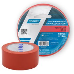 Fita adesiva para demarcacao norton 48mm x 14m vermelha