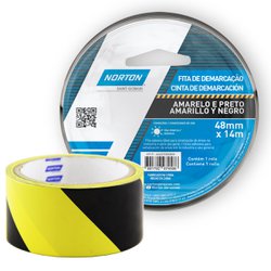 Fita adesiva para demarcacao norton 48mm x 14m amarela e preta