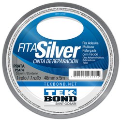 Fita adesiva silver tape multiuso tekbond 48mm x 5m prata
