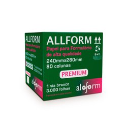 Formulario continuo aloform 80 colunas- 1 via - c/3000 folhas