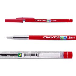 Caneta esferografica compactor 07b 1.2mm media vermelha com 50