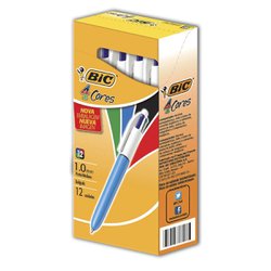 Caneta esferografica bic 4 cores 1.0mm media com 12