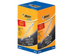 Caneta esferografica bic cristal precisao 0.8mm fina azul com 50