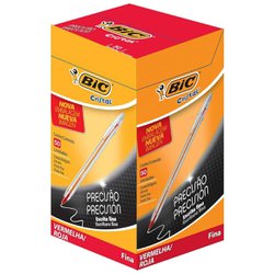 Caneta esferografica bic cristal precisao 0.8mm fina vermelha com 50