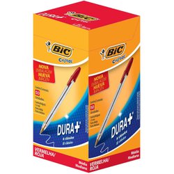 Caneta esferografica bic cristal dura + 1.0mm media vermelha com 50