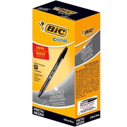 Caneta esferografica bic cristal precisao 0.7mm ultra fina preta com 25