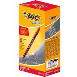 Caneta esferografica bic cristal precisao 0.7mm ultra fina vermelha com 25