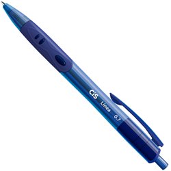 Caneta esferografica cis linea 0.7mm fina azul com 12