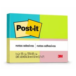 Bloco adesivo post-it 3m 38 x 50mm neon com 4 - 653