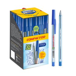 Caneta esferografica compactor 0.7mm fina azul com 50