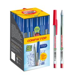 Caneta esferografica compactor 0.7mm fina vermelha com 50