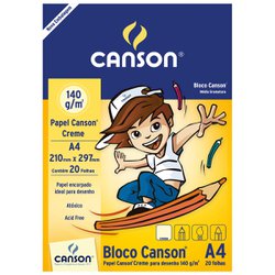 Bloco canson escolar desenho 140g creme a4 - 20 folhas