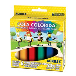 Cola colorida acrilex 23g - com 6 cores