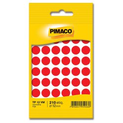 Etiqueta pimaco redonda tp-12 vermelho