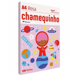 Papel sulfite chamequinho a4 rosa 75g com 100 folhas