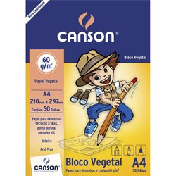 Bloco canson escolar vegetal 60g a4 - 50 folhas
