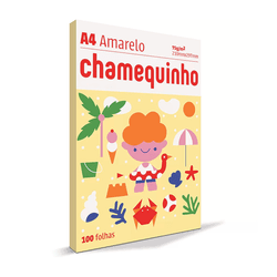 Papel sulfite chamequinho a4 amarelo 75g com 100 folhas