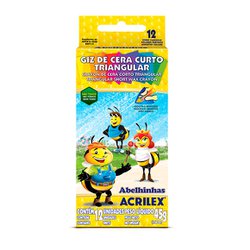 Giz de cera acrilex triangulo com 12 cores