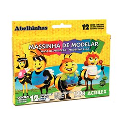 Massa de modelar acrilex 180g com 12 cores