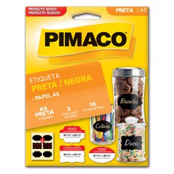 Etiqueta pimaco a5 preta c/18 etiquetas
