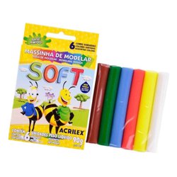 Massa de modelar soft acrilex 90g com 6 cores