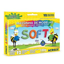 Massa de modelar soft acrilex 180g com 12 cores