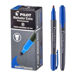 Marcador permanente pilot 4.0mm p. redonda az c/12