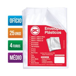 Saco plastico catalogo dac oficio medio c/25 4 furos