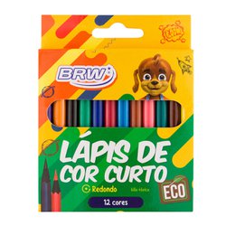 Lapis de cor brw curto redondo com 12 cores