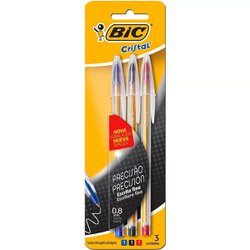 Caneta esferografica bic cristal precisao 0.8mm fina sortida blister com 3