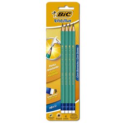 Lapis preto bic evolution hb sextavado/cb - com 4 blister