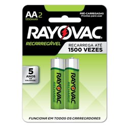 Pilha recarregavel rayovac pequena aa com 2