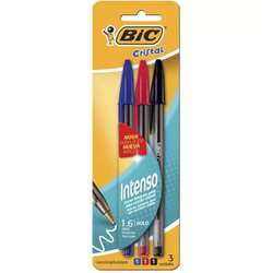 Caneta esferografica bic cristal intenso 1.6mm grossa sortida blister com 3