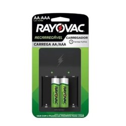 Carregador de pilhas rayovac com 2 pilhas recarregaveis - ps132