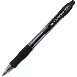 Caneta esferografica pilot super grip 0.7mm fina preta com 12