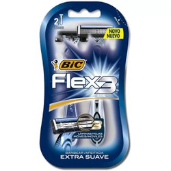 Aparelho de barbear bic flex 3 azul c/2