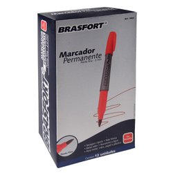 Marcador permanente brasfort fino vermelho