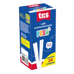Caneta borracha tris refil - push com 24