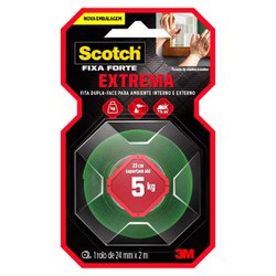 Fita dupla face gel fixa forte 3m 24mm x 2,0m interno/externo