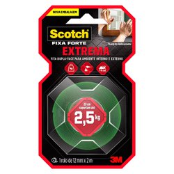 Fita dupla face gel fixa forte 3m 12mm x 2,0m interno/externo