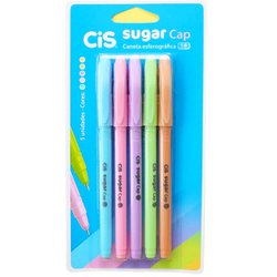 Caneta esferografica cis sugar rt 1.0mm media pastel retratil com 5