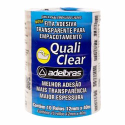 Fita adesiva para embalagem adelbras qualiclear 12mm x 40m transparente