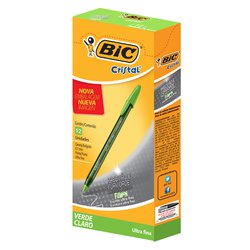 Caneta esferografica bic cristal precisao 0.7mm ultra fina verde com 12