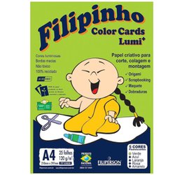 Papel sulfite filipinho criativo a4 lumi 5 cores 120g 25 folhas