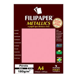 Papel metalico filipaper a4 perola rosa 180g 15 folhas