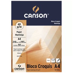 Bloco canson tecnico croquis 40g a4 - 50 folhas papel manteiga