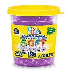 Massa de modelar soft acrilex 150g 207 glitter violeta
