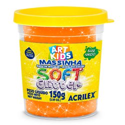 Massa de modelar soft acrilex 150g 225 glitter laranja