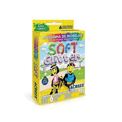 Massa de modelar soft acrilex 90g com 6 cores glitter